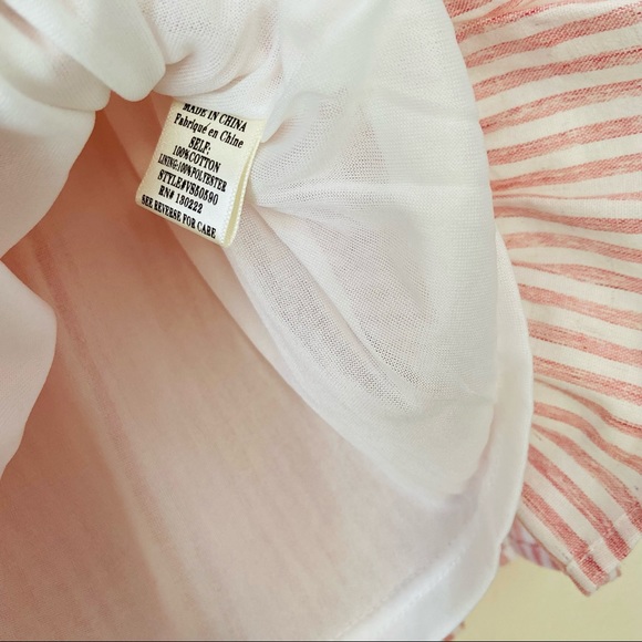 NWT Very J Striped Pink White Elastic Waist 100% Cotton Spring Ruffled Skirt - Picture 6 of 9